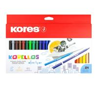 Kores - Korellos: 24 rotuladores de colores para niños y adultos con punta fina, lavable y duradero, material escolar, juego de 24 colores surtidos