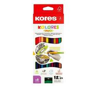 Kores - Lápices de colores (3 cantos, incluye sacapuntas, 24 colores diferentes)
