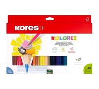Kores - Lápices de colores dúo (3 cantos, 3 mm, incluye sacapuntas, 36 colores diferentes)