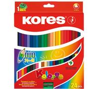 Kores - Lápices de colores dúo (3 cantos, incluye sacapuntas, 48 colores diferentes)