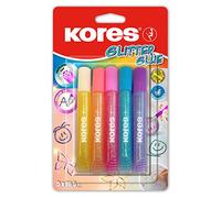 Kores 75001 Pegamento para Manualidades K75001 Glitter Glue 5x10,5mlamarillo,Naranja,Pink,Turquesa,Purple, Amarillo
