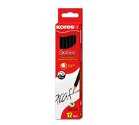 Kores - Lápices HB con goma (12 unidades), color negro