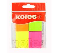 Kores - Notas adhesivas multicolor, 4 colores neón, 40 x 50 mm, 4 almohadillas de 50 hojas