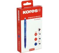 Kores | Pack 12 Bolígrafos Borrables Azules BG5 | Tinta Gel | Punta 0,7mm | Retráctil | Grip Ergonómico | No Mancha | No Daña Papel | No Deja Restos de Goma | Perfecto Material Escolar y de Oficina