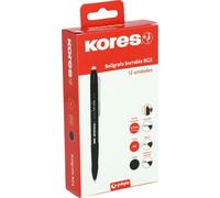 Kores | Pack 12 Bolígrafos Borrables Negros BG5 | Tinta Gel | Punta 0,7mm | Retráctil | Grip Ergonómico | No Mancha | No Daña Papel | No Deja Restos de Goma | Perfecto Material Escolar y de Oficina