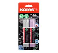 Kores - Pegamento en barra de estilo metálico, adhesivo fuerte, seguro y no tóxico para artes y manualidades, suministros escolares y de oficina, paquete de 2 x 20 g