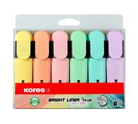 Kores - Rotulador de tinta pastel - Bright Liner Plus, forma plana, punta cincel, rotulador universal de tinta a base de agua con forma ergonómica - Suministros de papelería, suministros de oficina -