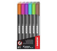 Kores Rotuladores permanentes de colores, K-Marker P1, punta de fibra fina con tinta de bajo olor, rotuladores impermeables para todas las superficies, suministros escolares, suministros de oficina,