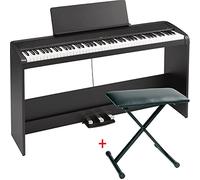 Korg B2SP - Piano digital (88 notas, con soporte y pedales, incluye banquete), color negro