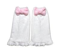 KORGALEY Calentadores de piernas de Felpa Lolita Sweet Pink Bow Cosplay Fuzzy Foot Cover Calcetines