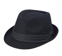KorhLeoh Gorro de fieltro Fedora Trilby Gangster Niño Panamá Derby Manhattan Cuban Hat Jazz Cap, Negro , 2-6 Jahre