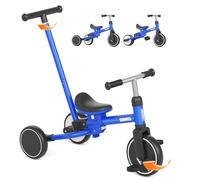 KORIMEFA Triciclo Evolutivo de Bebé 5 en 1, Bicicleta para Niños Desde 1 Año hasta 3 años con Barra de Empuje, Asiento Ajustable, Pedales Desmontables (Azul)