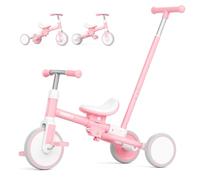 KORIMEFA Triciclo Evolutivo de Bebé 5 en 1, Bicicleta para Niños Desde 1 Año hasta 3 años con Barra de Empuje, Asiento Ajustable, Pedales Desmontables (Rosa)