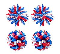 Korker - Pasador para el pelo del 4 de julio, 7,6 cm, patriótico, rizado, corcho, fuegos artificiales, moños de cocodrilo, pasadores para bebés, niñas, día de la independencia, Navidad, fiesta,