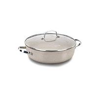 Korkmaz A1854 Granita - Olla corta de aluminio forjado | Olla antiadherente con revestimiento de granito | Batería de cocina con base de inducción 24 x 6,5 cm