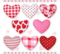 KORMMCO Juego de Adornos de corazón para el día de San Valentín, 8 Corazones de Tela de algodón, Rojo, Rosa, Adornos Colgantes para bandejas escalonadas, Cuencos, cestas, manteles, ocasión del día de