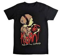 Korn Camiseta Follow The Leader Band Logo Oficial Unisex Negro, Negro -, X-Large
