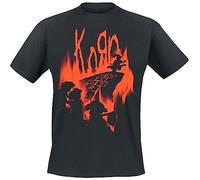 Korn Hopscotch Flame Unisex Camiseta Negro XL 100% algodón Regular