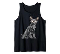 Korn-Ja Cat Lover Motif Retrato Texto Dibujo Arte Camiseta sin Mangas