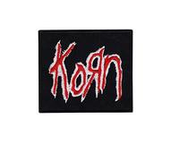 Korn - Parche de metal negro y rojo con bordado para planchar, accesorio de recuerdo
