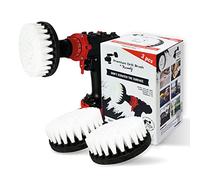 Kornely™Cepillo Premium para Taladro, Extra Suave,Blanco,Juego de 3 Piezas,13cm.Para Limpieza Profesional.No Raya las Superficies.Para Alfombras, Cuero, Tapicería, Muebles y Interior de Autos Limpieza