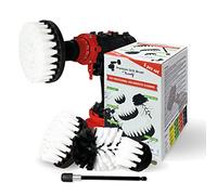 Kornely™ Cepillo Premium para Taladro, Extra Suave,Blanco,Juego de 5 Piezas.para Limpieza Profesional. No Raya Las Superficies. para Alfombras, Cuero, Tapicería, Muebles y Interior de Autos Limpieza