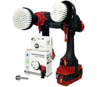 Kornely Cepillo profesional de alta calidad, 2 en 1 para taladro y amoladora angular, extra suave, 10 cm, color blanco, cepillo de limpieza sin arañazos para alfombras, tapicería, asientos de cuero