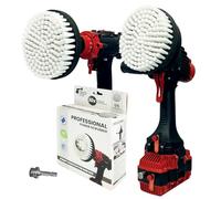 Kornely Cepillo profesional de alta calidad, 2 en 1 para taladro y amoladora angular, extra suave, 15 cm, color blanco, cepillo de limpieza sin arañazos para alfombras, tapicería, asientos de cuero