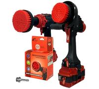 Kornely Cepillo profesional de alta calidad, 2 en 1, para taladro y amoladora angular, rígido, 10 cm, color rojo, cepillo de limpieza para exteriores sin arañazos para ladrillos de patio, cortacésped