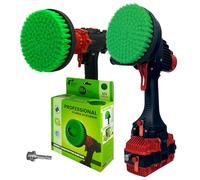 Kornely Cepillo profesional de alta calidad, 2 en 1, para taladro y amoladora angular, tamaño mediano, 15 cm, verde, cepillo de limpieza de cocina sin arañazos para hornos, cocinas, encimeras