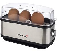 Korona 25304 - Hervidor de huevos (1 a 3 huevos, carcasa de acero inoxidable, con soporte para huevos, vaso medidor y sacahuevos, 210 W), color plateado y negro