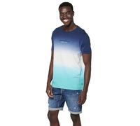 Koroshi Camiseta de Manga Corta de algodón con Cuello Redondo y Bordado Delantero con Efecto Degradado para Hombre | Ropa Casual, de Color Azul/Blue, Talla S