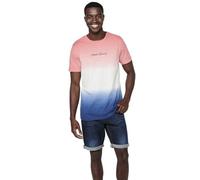 Koroshi Camiseta de Manga Corta de algodón con Cuello Redondo y Bordado Delantero con Efecto Degradado para Hombre | Ropa Casual, de Color Coral, Talla XL