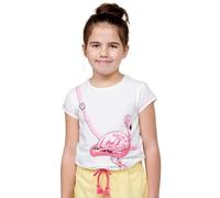 Koroshi Camiseta de Manga Corta Top con Cuello Redondo y Detalle Estampado Delantero con Bolsillo Escondido de Color Blanco para niña | Estilo y Comodidad, de Color Blanco, Talla 6-7a