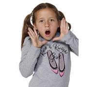 Koroshi Camiseta Manga Larga Volante en Hombros niña, de Color Gris Claro VIGORÉ/Light Grey VIGORÉ, Talla 8