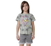 Koroshi Camiseta Niño Manga Corta Calavera Palmeras Kaki, de Color Kaki/Khaki, Talla 10