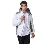Koroshi Chaqueta cazadora acolchada tipo plumífero hombre, cuello alto, capucha, bolsillos y cremallera., de color crudo/off-white, Talla M