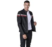 Koroshi Chaqueta cazadora motera efecto piel hombre, cierre delantero cremallera y bolsillos., de color black, Talla M