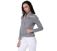 Koroshi Chaqueta denim con detalles bordado para mujer color azul claro bleach, de color DENIM GRIS/GREY DENIM, Talla M
