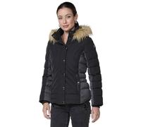 Koroshi Chaqueta mujer plumífero acolchado capucha extraíble, de color black, Talla M