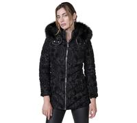 Koroshi Chaqueta parka acolchada plumífero mujer flocada, de color black, Talla S