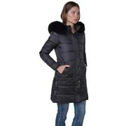 Koroshi Chaqueta parka larga acolchada tipo plumífero mujer, de color black, Talla XS