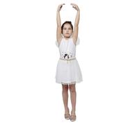 Koroshi Faldas de Tres Volantes. Dos Volantes Transparentes con Topos Brillantes y uno Interior de algodón. Cintura engomada para niña | Estilo y Comodidad, de Color Blanco/White, Talla 8