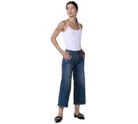 Koroshi Jeans Culotte Azul Oscuro de Mujer en Denim elástico, Tiro Medio, Cinco Bolsillos, Cierre metálico y Efecto Bleach degradé., de Color Azul OSC/Dark Blue, Talla 34