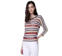 Koroshi Jersey Mujer de Tricot Calado de Manga Larga Multicolor
