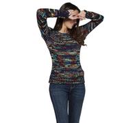 Koroshi Jersey Punto Manga Larga Tricot a Rayas Multicolor Mujer, de Color Multicolor/Multi-Coloured, Talla XL