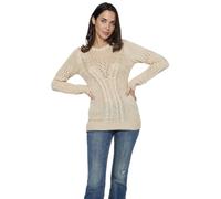 Koroshi Jersey Punto Tricot Calado Delantero Mujer, de Color Beige, Talla L