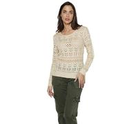 Koroshi Jersey Punto Tricot Calado Mujer, de Color Beige, Talla S