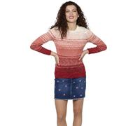 Koroshi Jersey Punto Tricot Degradado en Dos Colores Mujer, de Color Coral, Talla XXL