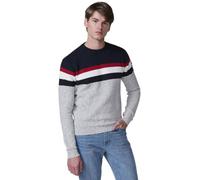 Koroshi Jersey Punto Tricot Hombre Rayas, de Color Gris/Grey, Talla M